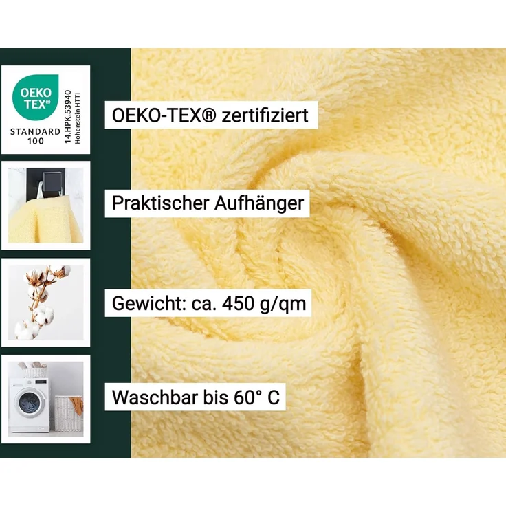 10er Set Handtücher, 50x100 cm, 100% Baumwolle, gelb – Bild 3