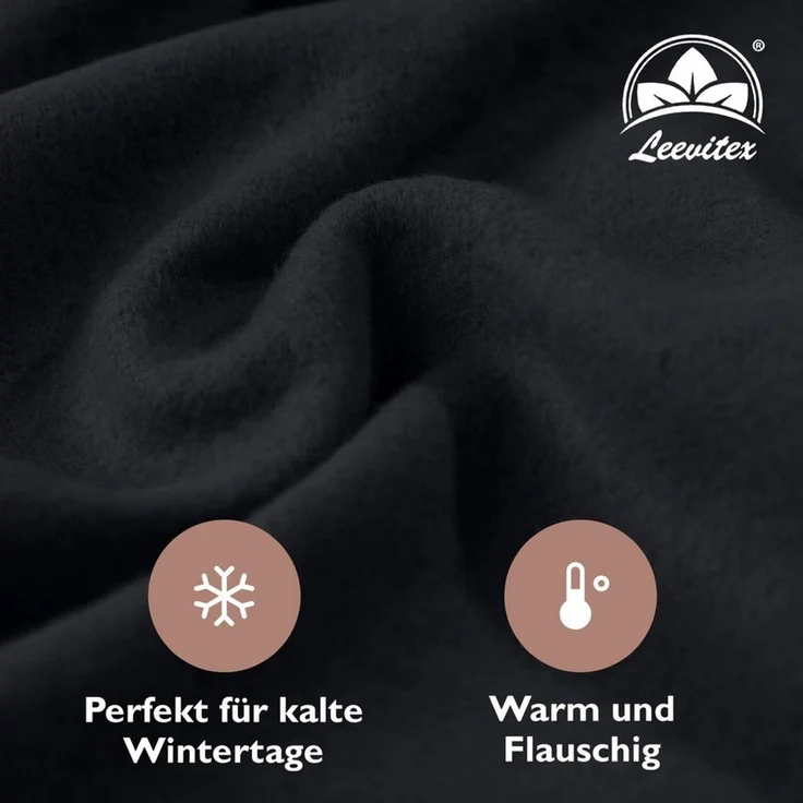 leevitex® Spannbettlaken für kalte Nächte – angenehm weich, passgenau, farbstark & pflegeleicht, Molton, Gummizug: rundum, (1 Stück), verschiedene Größen und Farben, 80% Baumwolle 20% Polyester, 40cm Steg – Bild 3