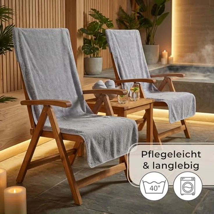 Laynenburg Handtuch Frottee Schonbezug Gartenstuhl, Baumwolle (2-St), Handtuch-Bezug Hochlehner - Stuhl-Bezug mit Umschlag für Campingstuhl – Bild 7