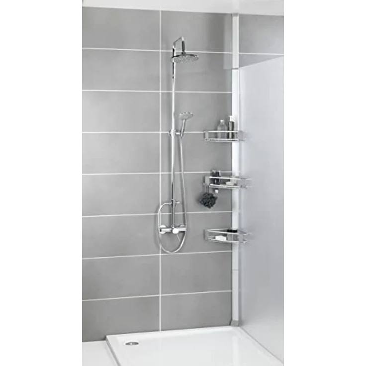 WENKO PURIO Dusch Eckablage, Chrom, 3 Etagen, Aluminium – Bild 2