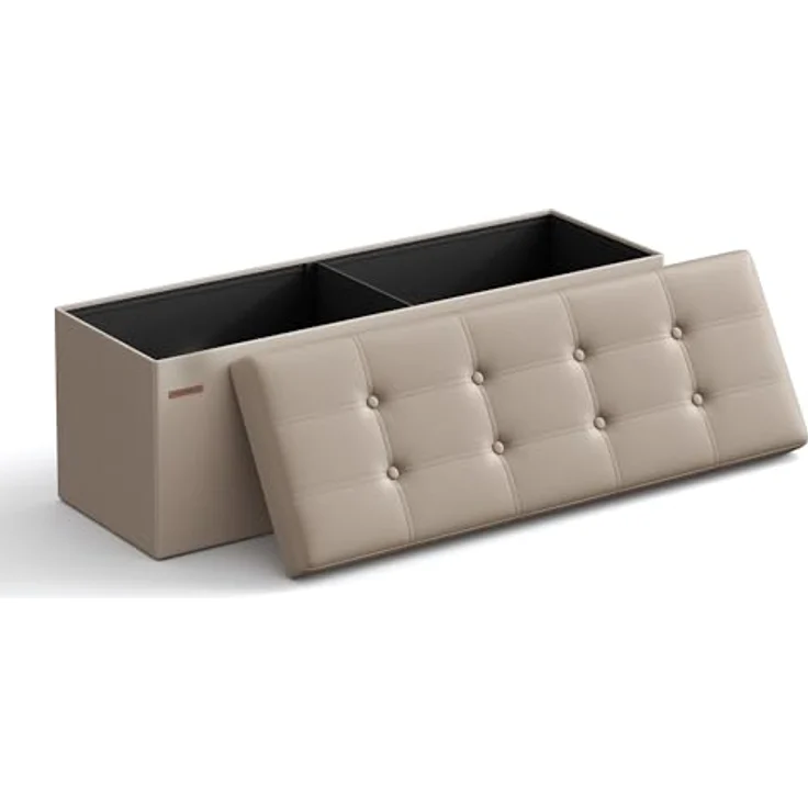 Songmics Sitzhocker Sitztruhe, Sitzbank, Kamelbraun, 110L cm – Bild 2