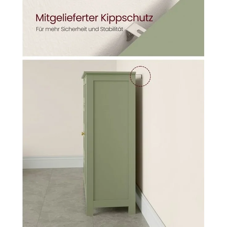 Vasagle Badezimmerschrank mit 4 Schubladen und verstellbarer Ablage, MDF, waldgrün, 82 x 30 x 55 cm – Bild 4