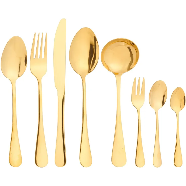 Brixy Besteckset - Gold - 39-teilig - 6 Personen Besteck - Mehrere Gänge - Messer/Löffel/Gabel - Edelstahl - Gold
