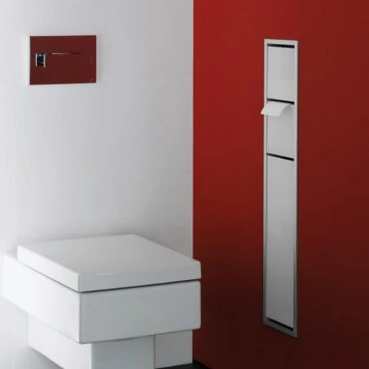 Emco Asis 150 Unterputz-Schrankmodul für das Gäste-WC, Badezimmerschrank als Toilettenpapierhalter & Klobürstenhalter mit extra Fach, Hochschrank mit Push to Open-Funktion, Silber – Bild 7