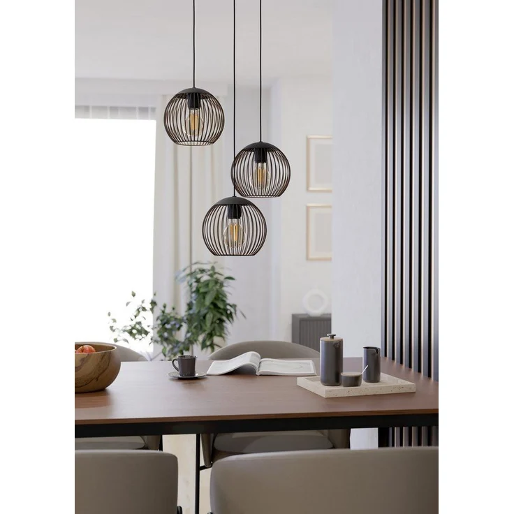 EGLO Hängeleuchte ALMANZORA Pendellampe - Stahl - E27 - 3X60W - IP20, ohne Leuchtmittel, Hängelampe, Deckenlampe, Wohnzimmer, Esszimmer, H130 x Ø46,5 cm – Bild 3
