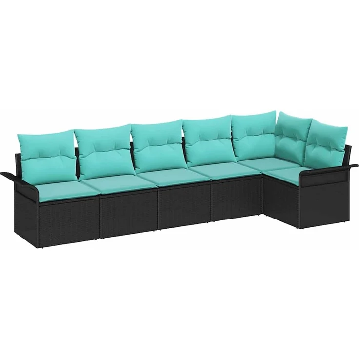 vidaXL Gartensofa-set mit Speicher 6 pcs Schwarz Poly-Rattan 3354055 – Bild 2