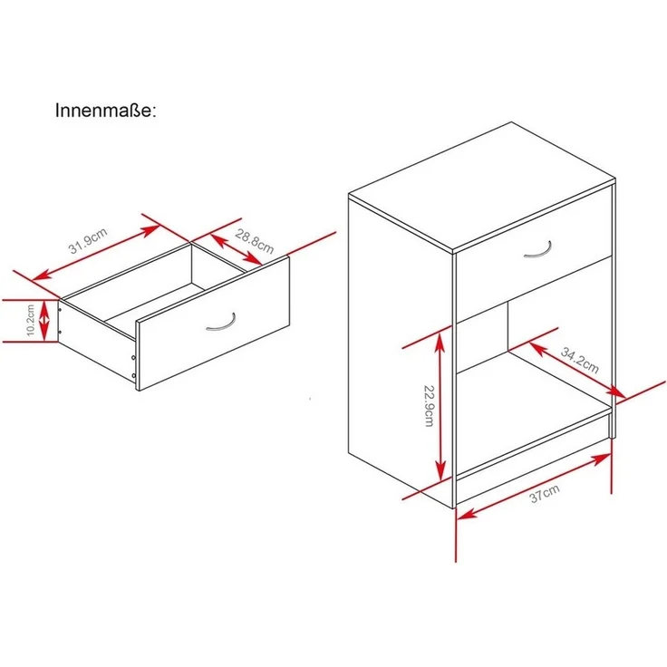 HTI-Line Nachtkommode Nachtschrank Nina mit Schublade (Stück, 1 St, 1 Nachtschrank), Nachttisch Nachtkommode Nachtkonsole – Bild 2