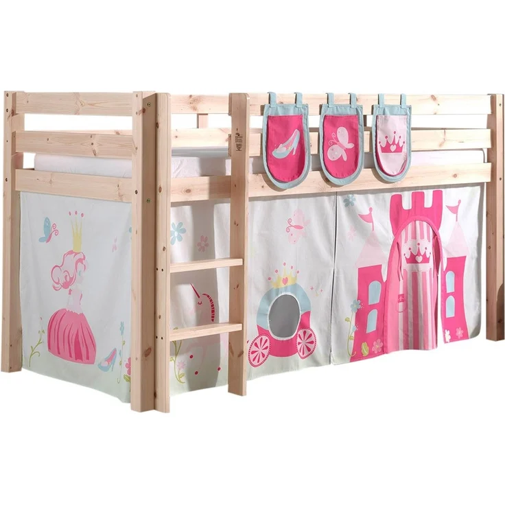 Kinderbett Karolina 210x114x106 Massivholz Natur Textilset Princess 3 – Bild 1