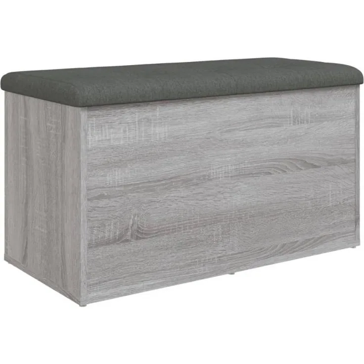 Sitzbank mit Stauraum, Holzwerkstoff, Grau Sonoma, 82 x 42 x 45 cm