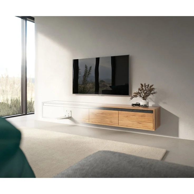 Wandbefestigung Wandkonsole Lowboards 2er Set Schwebend TV-Tisch – Bild 1