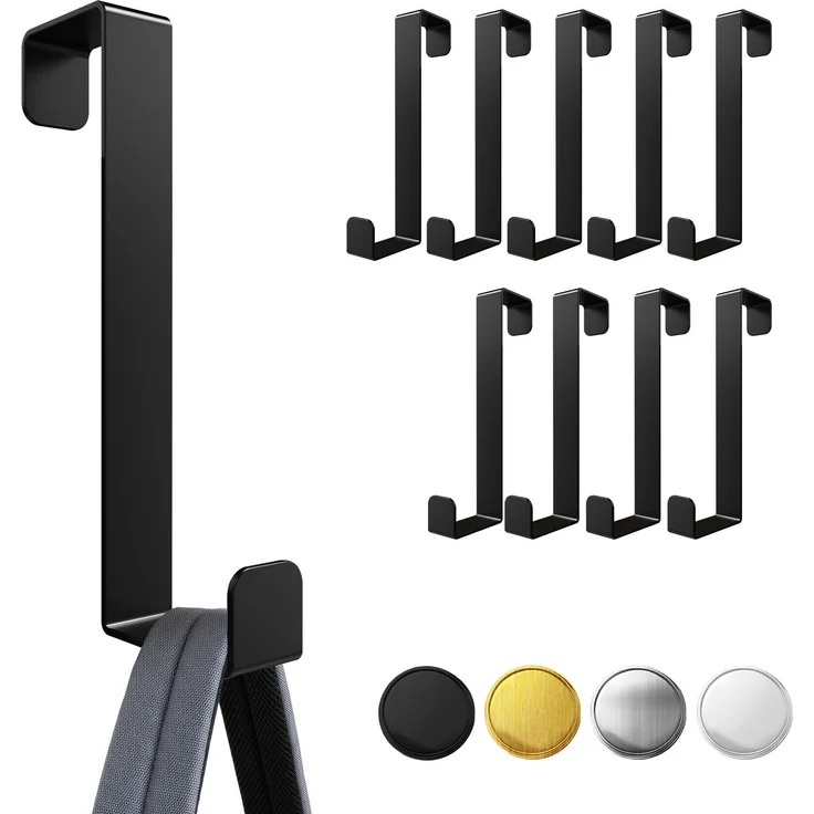 Aurelia Home Türhaken zum Einhängen, 10er-Set, Schwarz – ohne Bohren, bis 8 kg – Bild 1