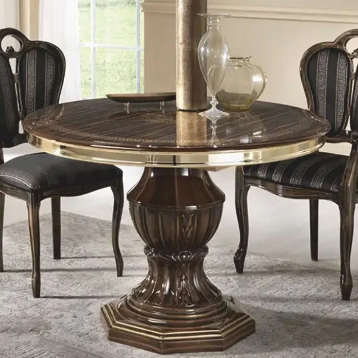 Casa Padrino Luxus Barock Esstisch Braun / Gold 110-150 cm - Made in Italy – Bild 1