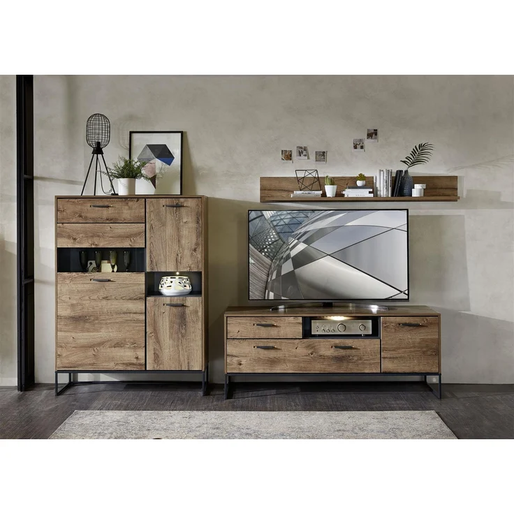 Wandboard >Manhattan< in Haveleiche Cognac - 155x20x25cm (BxHxT) – Bild 4