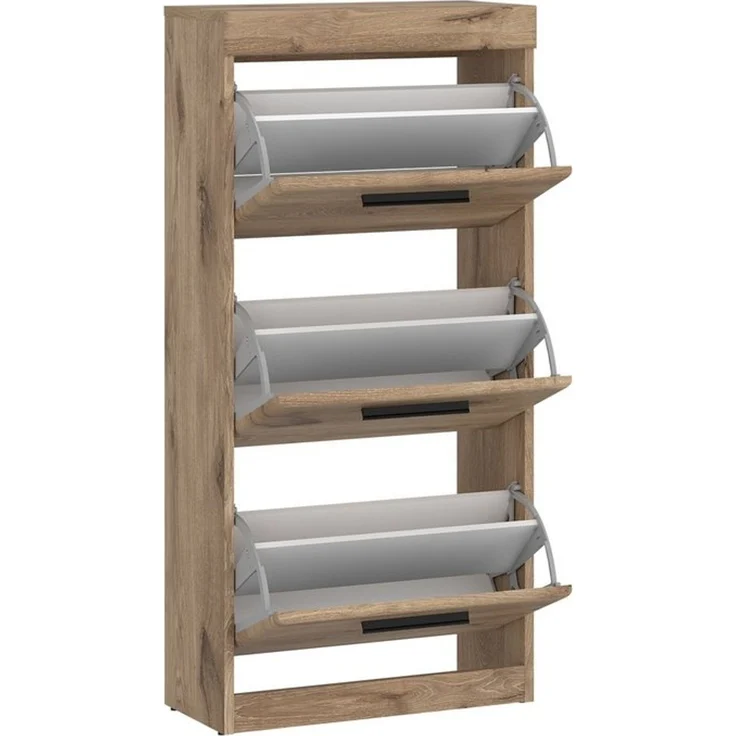 Schuhkipper >GRANO< 3 Klappen, in Viking Eiche Dekor - 54x115x31 (BxHxT) – Bild 1