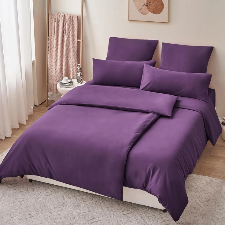 Bettwäsche 135x200 Lila 4teilig Set Mikrofaser Reißverschluss Weich Bügelfrei – Bild 4