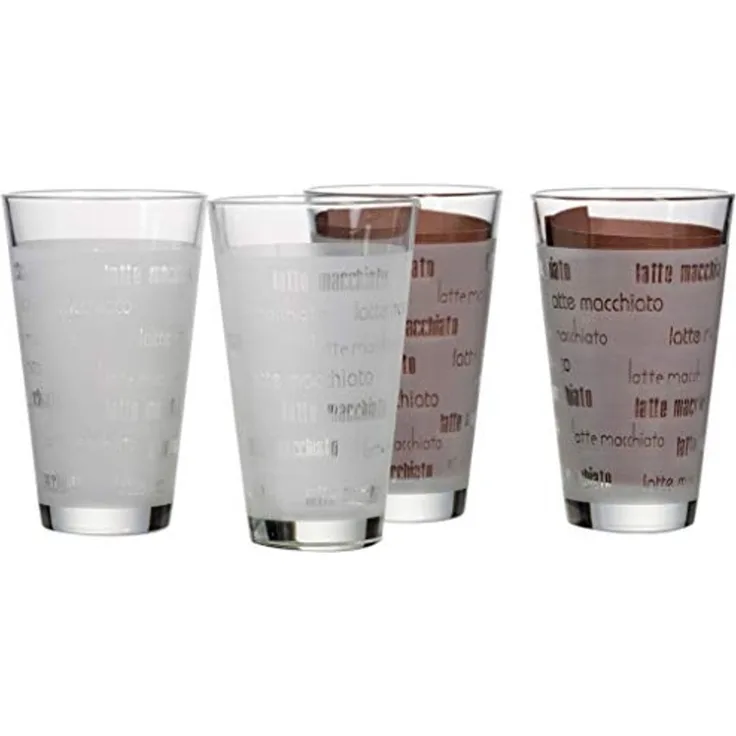Ritzenhoff & Breker Latte-Macchiato-Glas Chicco, Glas, Schrift-Dekor, 4-teilig