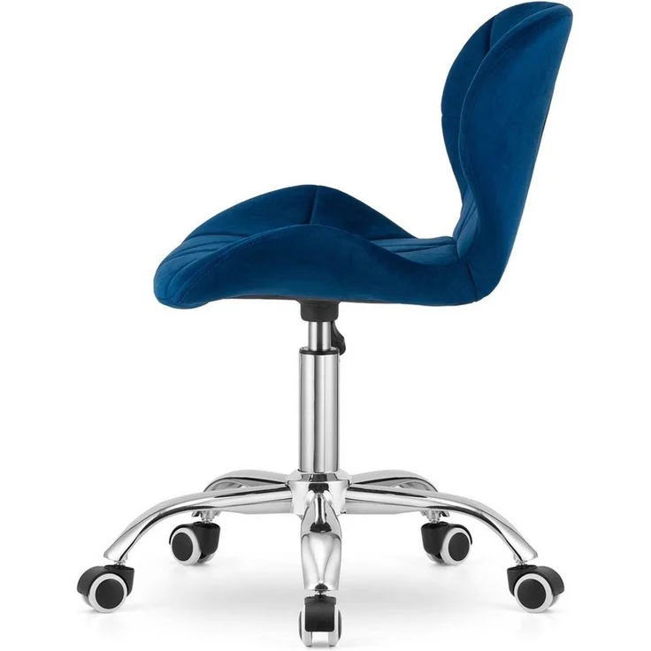 Home Collective Drehstuhl Schreibtischstuhl mit pneumatischer Verstellung (Perfekt für Kinderzimmer, Home Office und Studio), Samt mit Chromfuß und Gummirädern - blauer Samt – Bild 4
