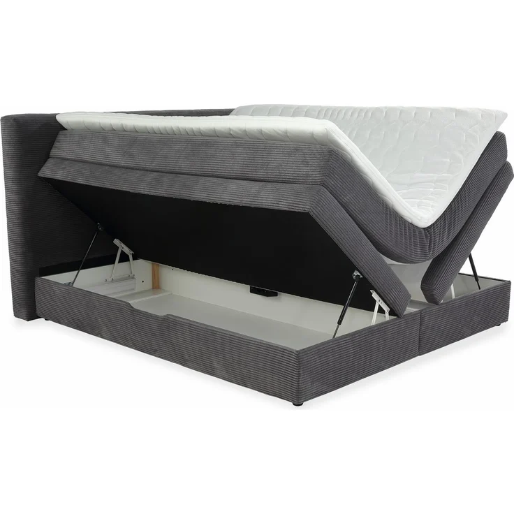 Boxspringbett 180x200 cm H3 Federkernmatratzen Bonell Topper Cord Dunkelgrau – Bild 8
