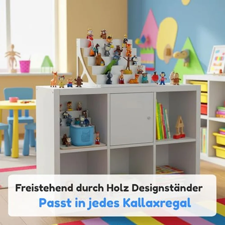 stadtecken® Magnetisches Regal für Musikbox-Figuren – Passend für Kallax und mehr | Optional mit Platz für Toniebox | Geeignet für ca. 50 Figuren | Weiß (BoxPlus) – Bild 6