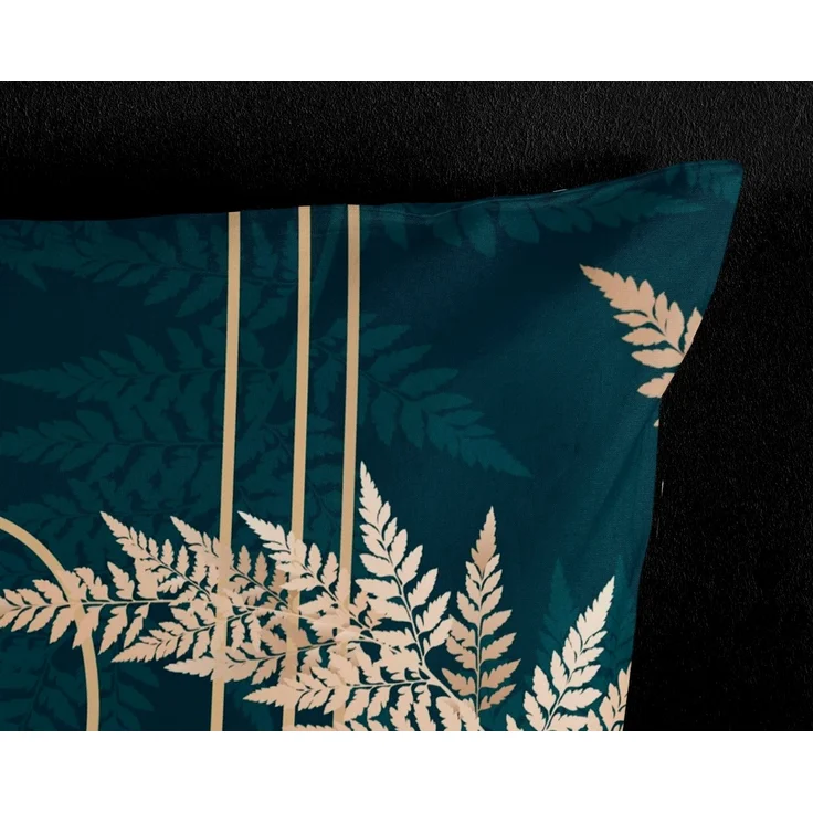 Pure Microfaser Bettwäsche 135 X 200 cm + 1- 80 X 80 cm Malak golden leaves grün – Bild 2