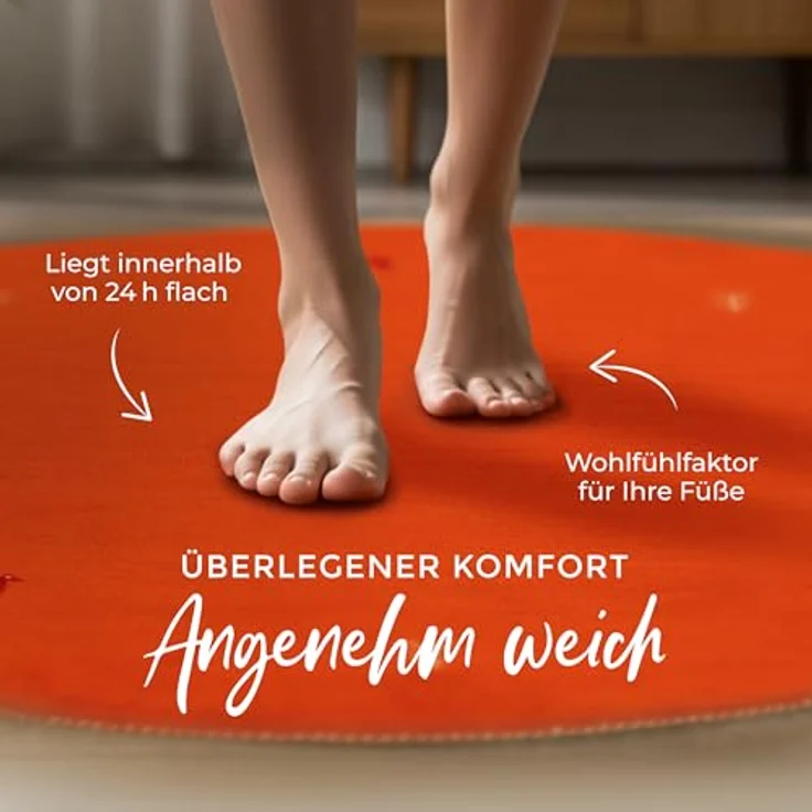 carpetfine 'Gabbeh Uni' Wollteppich, reine Wolle, Orange, ⌀ 150 cm – Bild 5