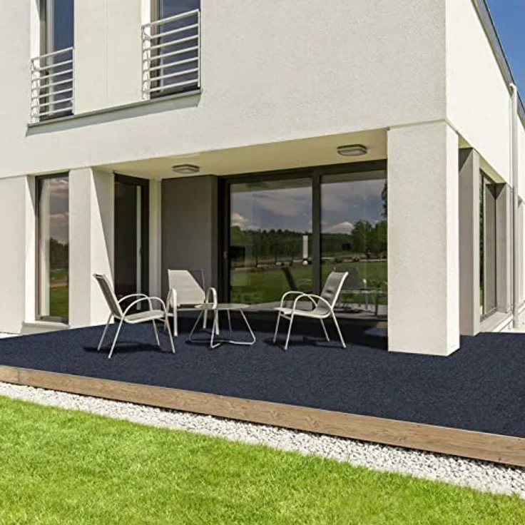 Floordirekt Kunstrasen Outdoor Teppich Farbwunder Pro - Balkonteppich - Rasenteppich für Terrasse, Balkon und Freizeit - leicht zu verlegen (67 x 400 cm, Schwarz) – Bild 7