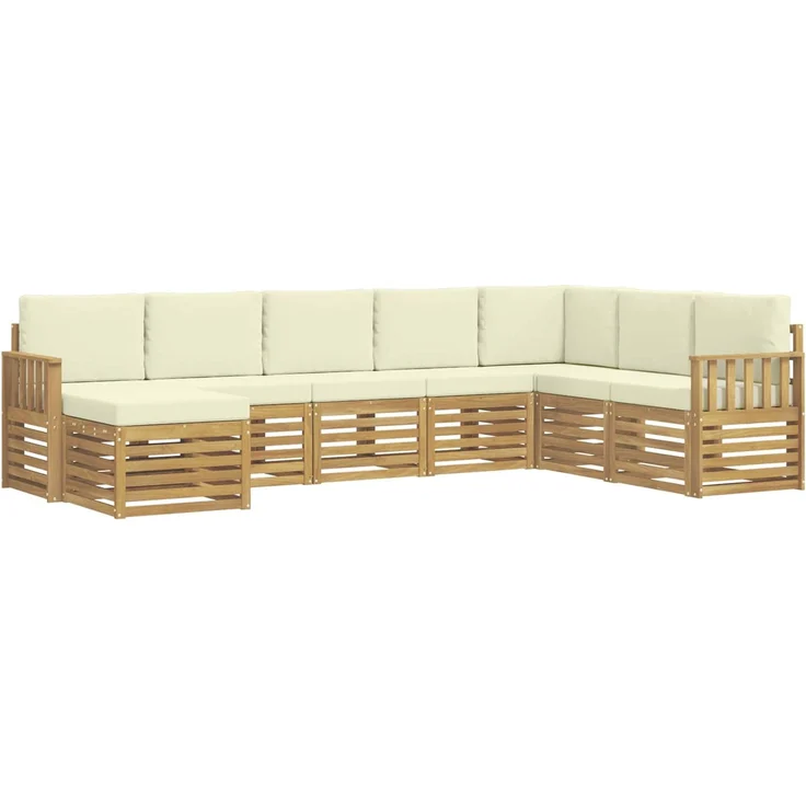 vidaXL Outdoor-Sofagarnitur 8 stk. 8-Sitzer Weiß und Creme Polyester 3392305 – Bild 2