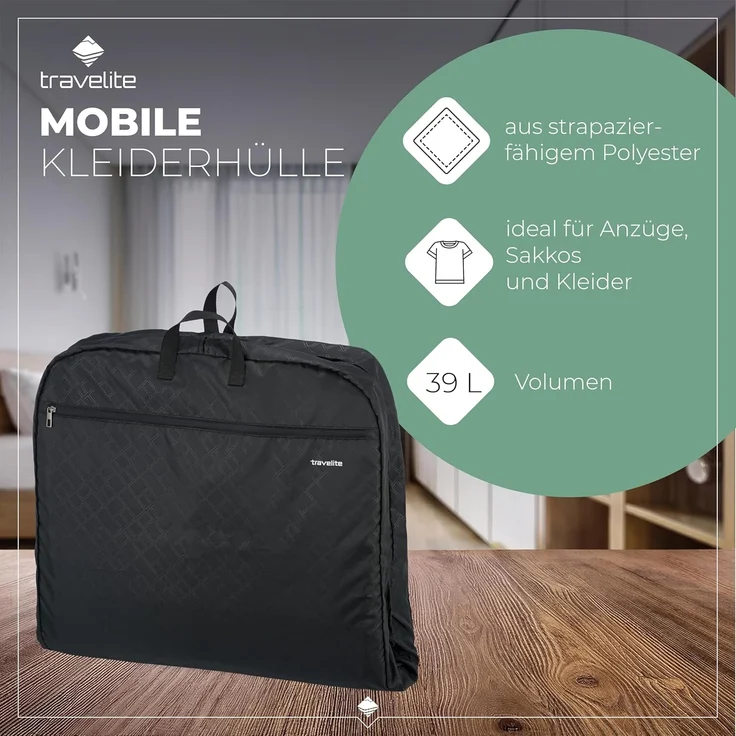 travelite Kleidersack Mobile Kleiderhülle 127 cm (black) – Bild 2