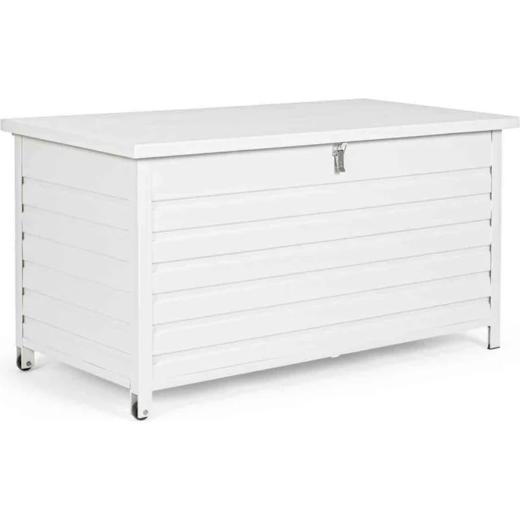 Gartentruhe Citanal aus Aluminium, modern mit Rädern und Gasdruckfeder, weiß, 141 cm – Bild 1