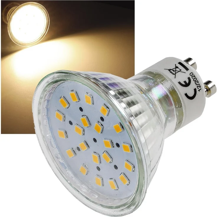 LED Strahler GU10 "H40 SMD"120°, 3000k, 330lm, 230V/3W, warmweiß – Bild 1