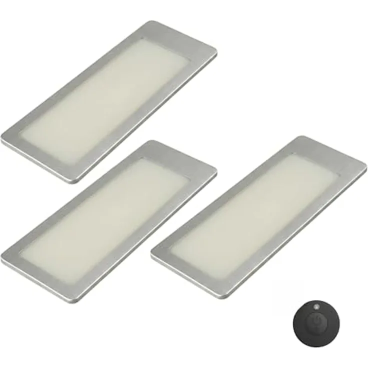 kalb LED Unterbauleuchte TooFlatXL Unterbauleuchten 1-4Set Funkschalter 12V Plug&Play Edelstahl, 3er Set neutralweiß, LED, Neutralweiß