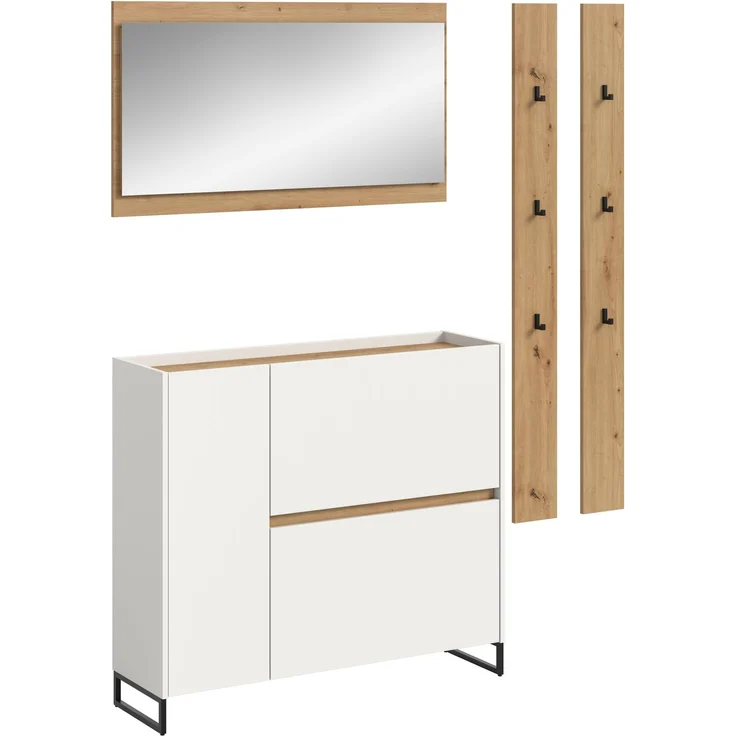 Garderobenkombination B/H/T: 192x172x32 cm in weiß Nachbildung und Artisan Oak Nachbildung – Bild 1