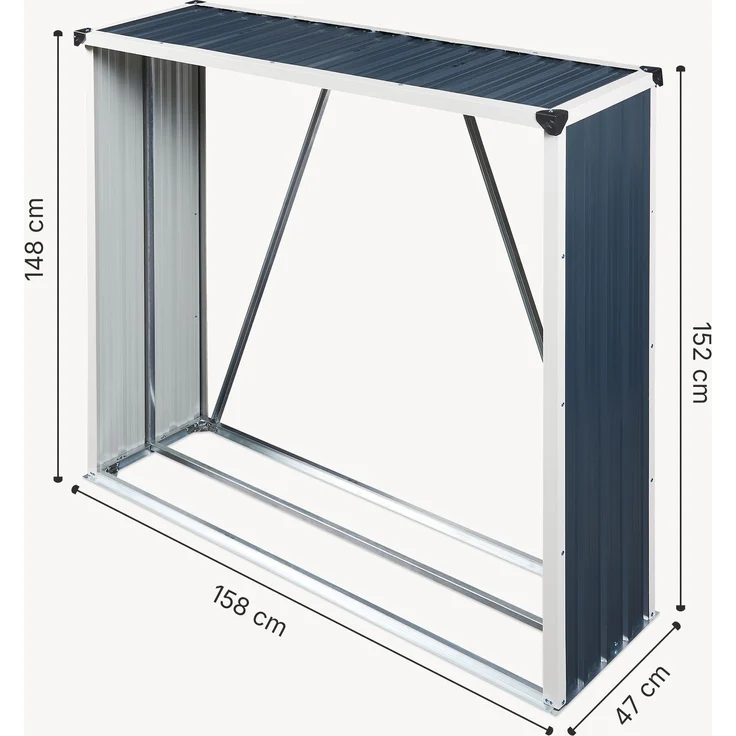 Feuerholzregal Kalmar 158x47x152cm aus Stahl Anthrazit [casa. pro] – Bild 5