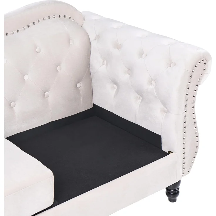 Sofa 3-Sitzer SKIEN Samtstoff Hellbeige – Bild 8