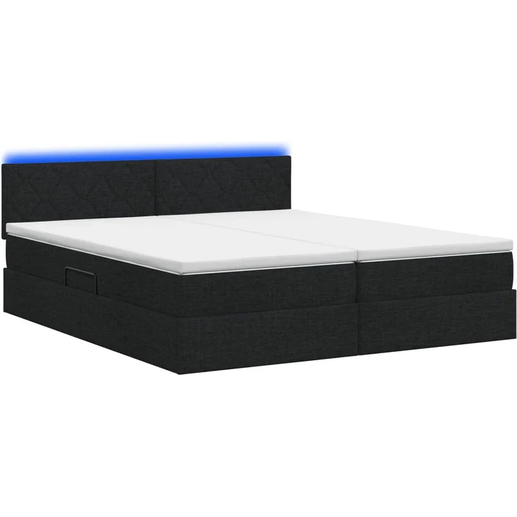 vidaXL LED-Speicherbett mit Matratze Schwarz 200 x 200 cm Stoff 3459368 – Bild 9