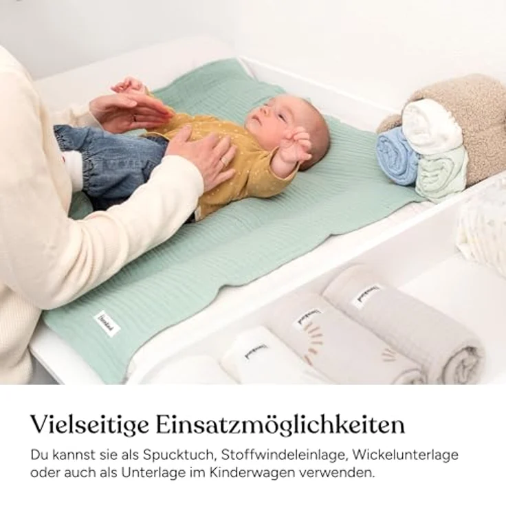 Ehrenkind Spucktuch Mulltücher-Set aus saugfähiger Musselin Bio-Baumwolle, (Sprucktücher Baby im 4er Set, Musselintücher Baby 70x70 cm), viele Einsatzmöglichkeiten wie Stoffwindeleinlage – Bild 8