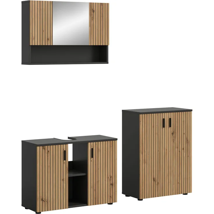 Badkombination B/H/T: 155x180x30 cm in Basalt Nachbildung und --
