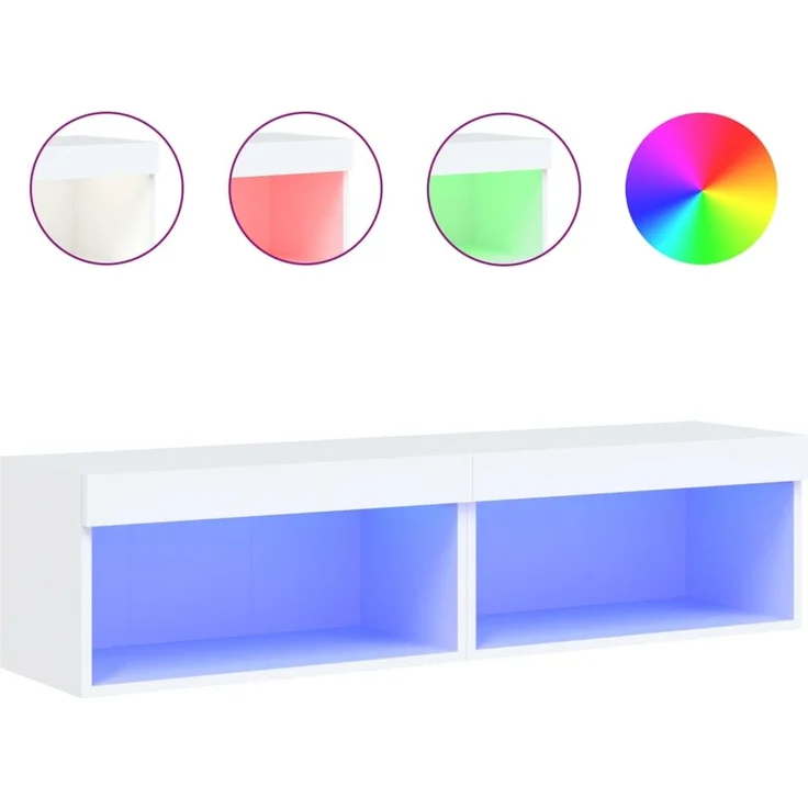 2 pcs TV-Schrank, Lowboard mit LED-Leuchten Weiß 60x30x30 cm – Bild 2