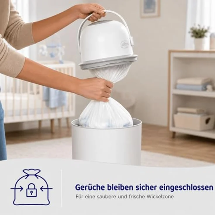 Chicco Windeleimer Nachfüllpack & Windel Blaubaer | geruchsdichte & auslaufsichere Beutel | Für saubere und geruchsfreie Wickelbereiche | Nachfüllkassette, Nachfüllfolie für Windeleimer – Bild 5