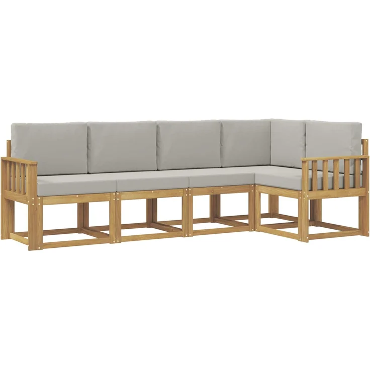 vidaXL Outdoor-Sofagarnitur 5 stk. 5-Sitzer Weiß und Hellgrau 3387625 – Bild 2