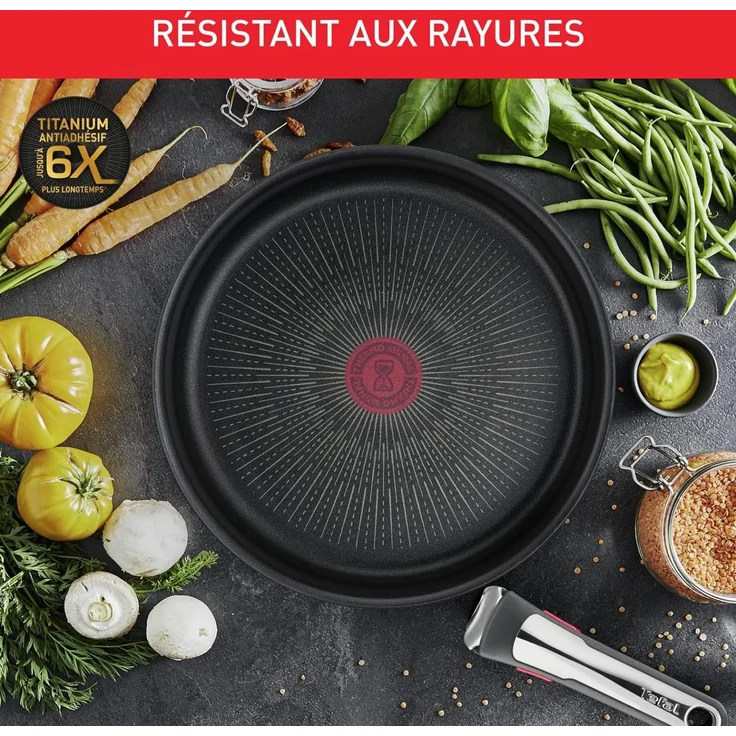 Tefal Ingenio Easy On 13-tlg. Kochgeschirr-Set, 2x Pfannen, 2x Kasserollen mit Deckel, 1x Wokpfanne, 1x Schmorpfanne mit Deckel, 2x Kunststoffdeckel, 2x abnehmbarer Griff, Schwarz, L1599243 – Bild 4