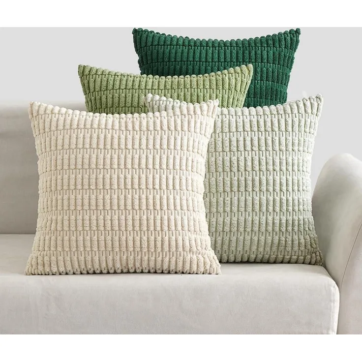 EMEMA Kordsamt Kissenbezüge 4er Set 45x45 cm Dekorative Sofakissen Grün Serie