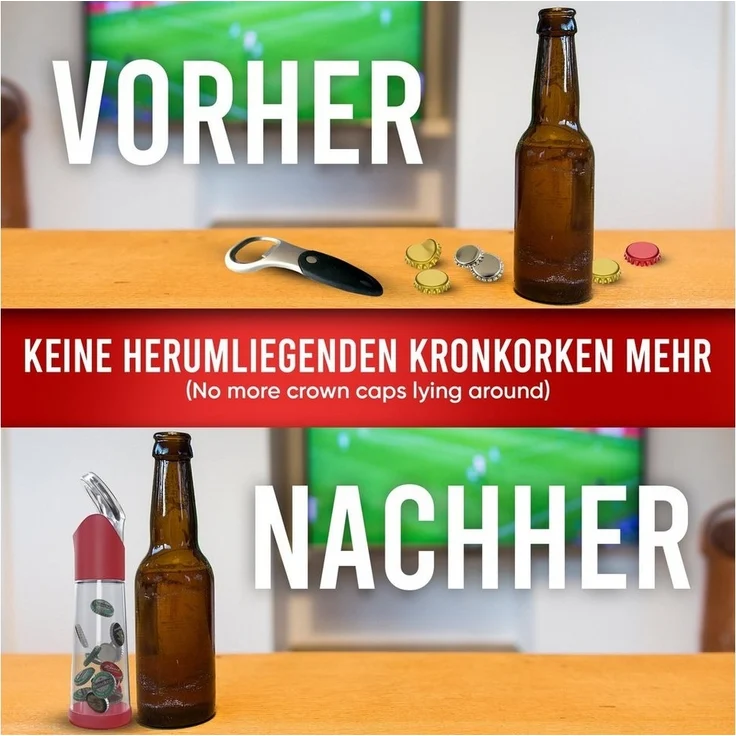 wortek Flaschenöffner Getränkeöffner mit Auffangbehälter Bieröffner (Set, 2-tlg), Geschenk für Männer und Bierliebhaber Biergeschenk – Bild 3