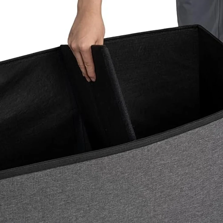 FurnitureR Bank für Kinderzimmer, Ottomane, Stauraum für Kinderspielzeug, Aufbewahrungstruhe innen mit abnehmbarem Fach, Grau, 110 x 38 x 38 cm – Bild 5