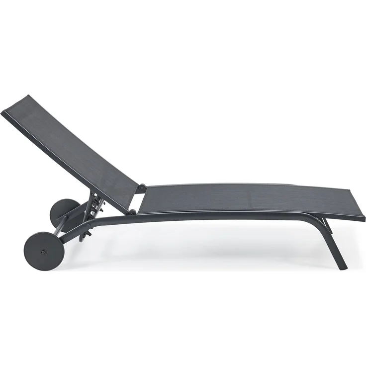 LECO Sonnenliege NELE mit Rollen und 5-fach verstellbarer Rückenlehne, Aluminiumgestell und Kunststoffgewebe anthrazit, 192x71x93 cm – Bild 6