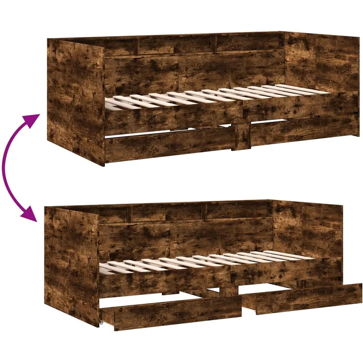 vidaXL Tagesbett mit Schubladen Geräucherte Eiche Holzwerkstoff 3429639 – Bild 8