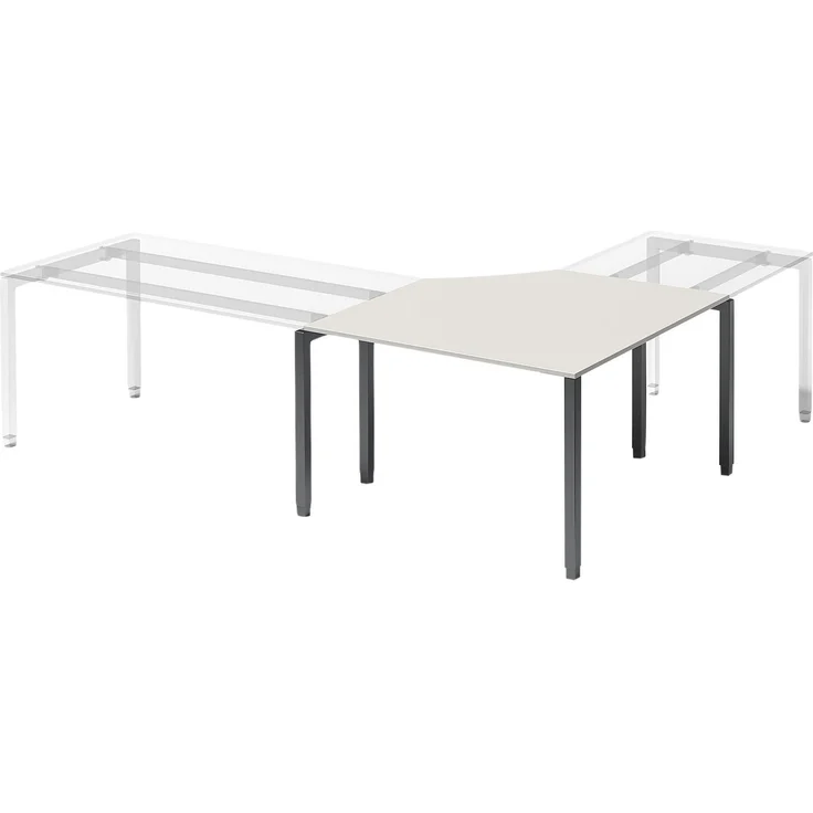 BISLEY Cito Verkettungsplatte, 650-850 mm höheneinstellbares U-Gestell, 5-Eck, Anschlußbreite 800 mm beidseitig, Metall, Gw396 Dekor Grauweiß, Gestell Anthrazitgrau, 80 x 122 x 17 cm