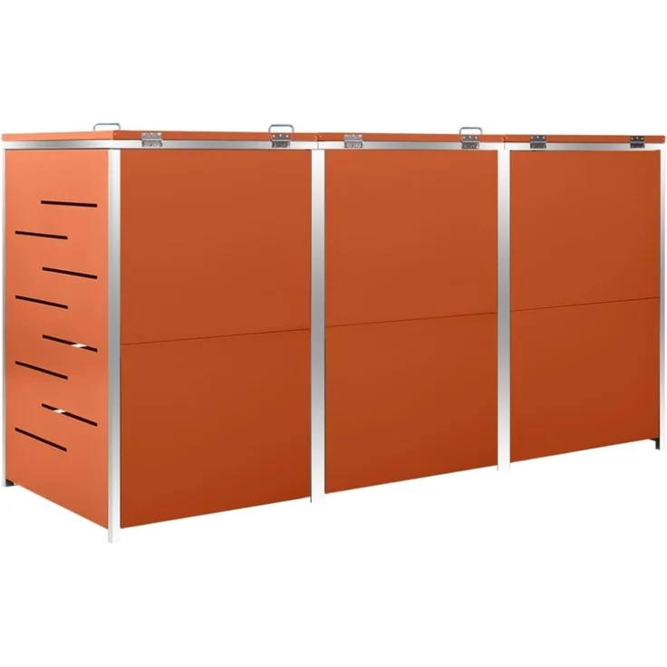 vidaXL Mülltonnenbox für 3 Tonnen 207x77,5x112,5 cm Edelstahl 149564 – Bild 11