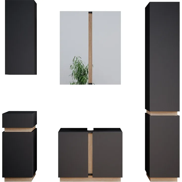 Badmöbel-Set Gloria Anthrazit 5 Teile Vicco