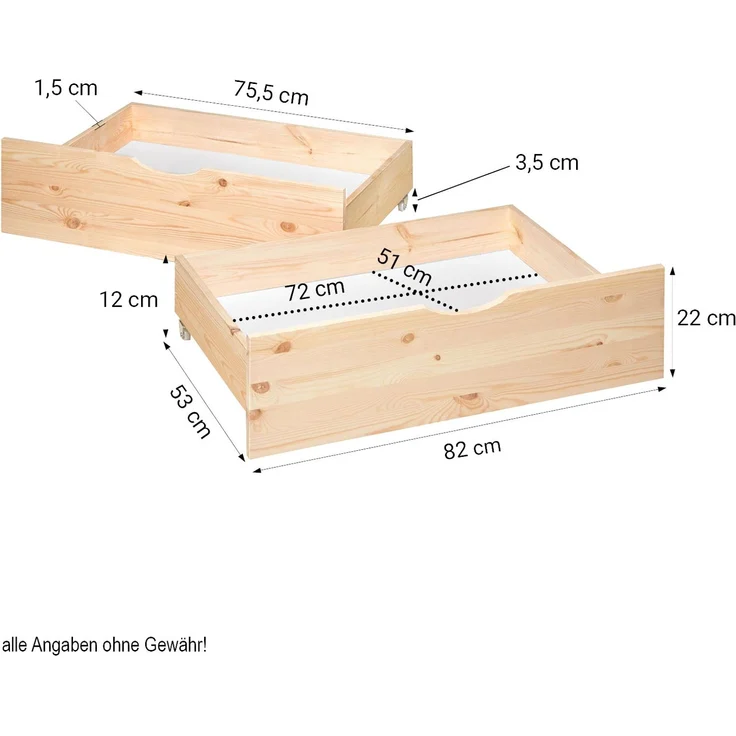 Holzbett 90x200 mit Matratze Bettkasten 2er Set Holzbettrahmen Palettenbett Einzelbett Bett Massiv Holz – Bild 4